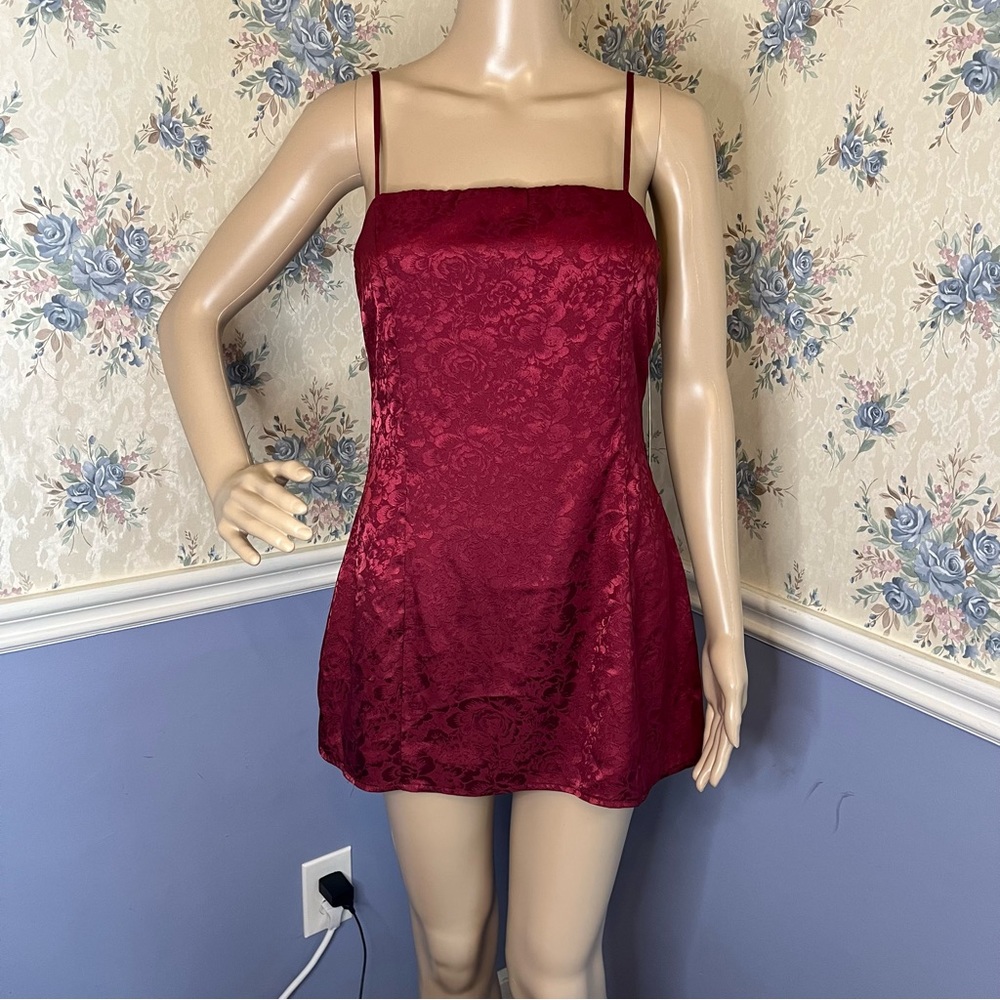 Lulus Wine Red Floral Satin Mini Dress, Size M, NWT